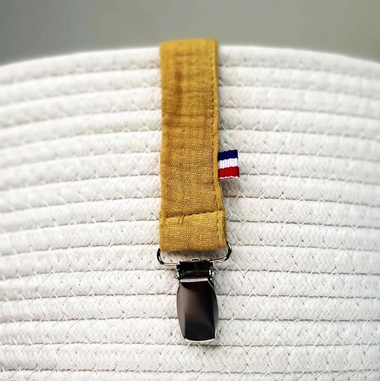 Attache tétine en coton bio teddy honey