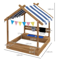 Bac à sable bois forme de maison auvent