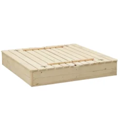 Bac à sable en bois avec couvercle et banc rabattables- timbela m051-1