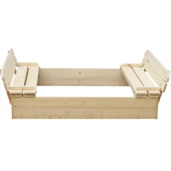 Bac à sable en bois avec couvercle et banc rabattables- timbela m051-1