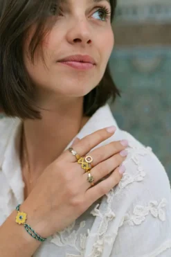 Bague ajustable chiado - azulejos plaqué or