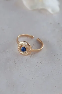 Bague ajustable esprit vintage avec pierre naturelle - audrey