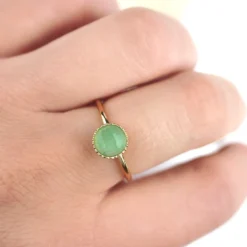 Bague ajustable plaqué or - aventurine