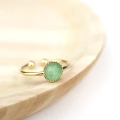 Bague ajustable plaqué or - aventurine