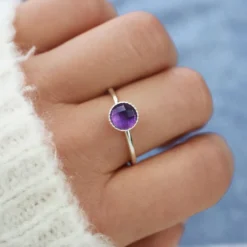 Bague améthyste argent réglable femme
