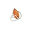 Bague argent ambre cognac - taille 58 mm