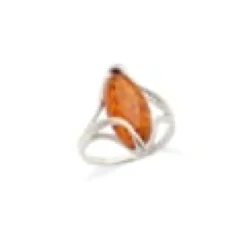 Bague argent ambre cognac - taille 58 mm