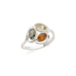Bague argent ambre multi - taille 52 mm