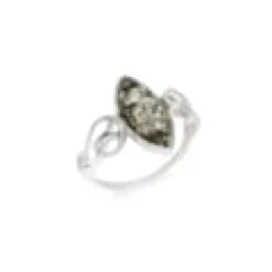 Bague argent ambre verte - taille 56 mm