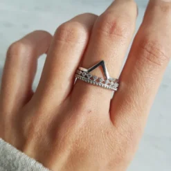 Bague argent couronne pierres zirconium