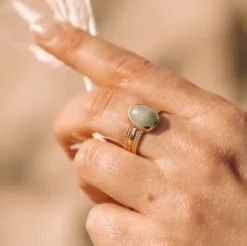 Bague aventurine livia plaqué or T54