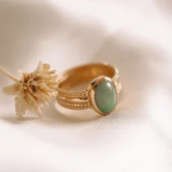 Bague aventurine livia plaqué or T54