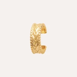 Bague d'oreille laurier plaqué or 18 carats, à l'unité