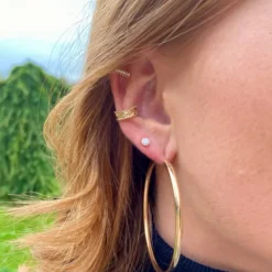 Bague d'oreille laurier plaqué or 18 carats, à l'unité