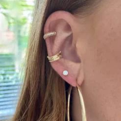 Bague d'oreille laurier plaqué or 18 carats, à l'unité