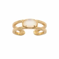 Bague double pierre de lune or ajustable