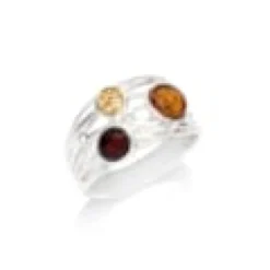 Bague fashion argent ambre - taille 52mm
