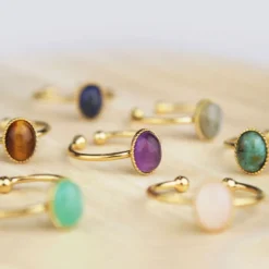 Bague fine œil de tigre ovale femme