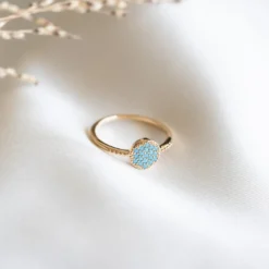 Bague fine or pierres turquoise