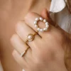 Bague milan - blanche dorée