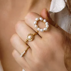 Bague milan - blanche dorée