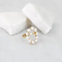 Bague milan - blanche dorée