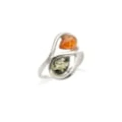 Bague moderne argent ambre - taille 58mm