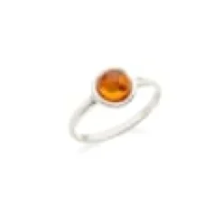 Bague moderne argent ambre - taille 58mm