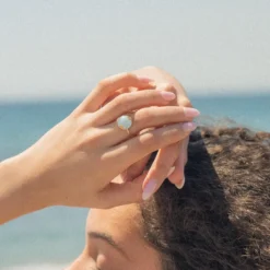 Bague plaqué or – aigue-marine naturelle