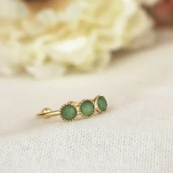Bague plaqué or trois pierres aventurine