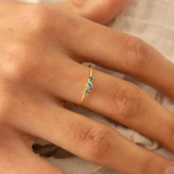 Bague réglable doré bicolore bleu