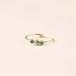 Bague réglable doré bicolore bleu