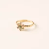 Bague réglable dorée fleur cristal vert