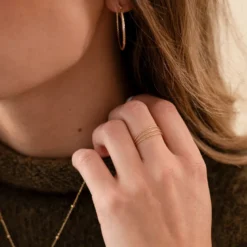Bague réglable triple anneaux doré