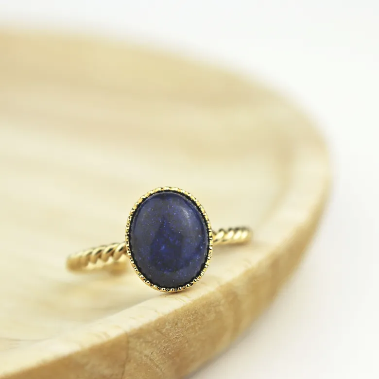 Bague torsadée ovale lapis lazuli