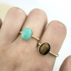 Bague torsadée ovale oeil de tigre