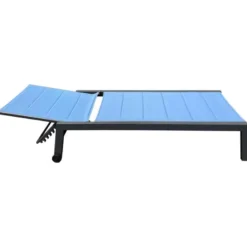Bain de soleil barbados en textilène bleu gris - aluminium anthracite