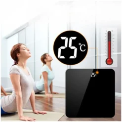 Balance corporelle rechargeable et thermometre d'ambiance herzberg hg04272