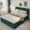 Baltimore lit coffre style nuage led 140x190cm velours vert