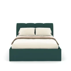 Baltimore lit coffre style nuage led 140x190cm velours vert