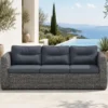 Banquette 3 places en résine tressée - gris anthracite