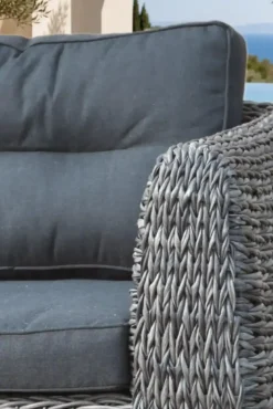 Banquette 3 places en résine tressée - gris anthracite