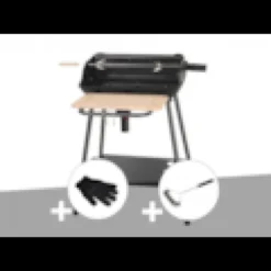 Barbecue charbon bergamo + gant de protection + brosse en t - somagic