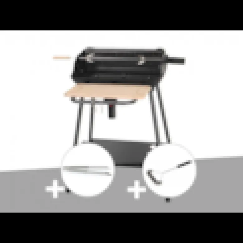 Barbecue charbon bergamo + pince en inox + brosse en t - somagic