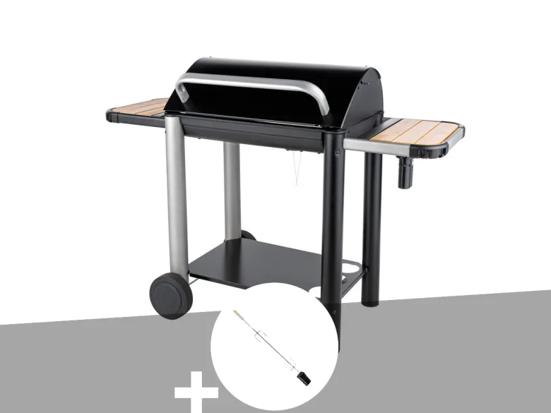 Barbecue charbon vulcano 3000 + kit tournebroche - somagic