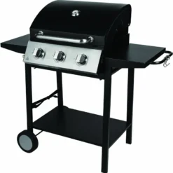 Barbecue à gaz harlem avec cuve en acier et grilles de cuisson en acier chromé