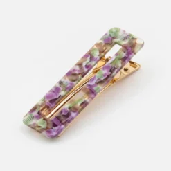 Barrette rectangle - magenta et vert