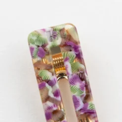 Barrette rectangle - magenta et vert