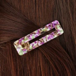 Barrette rectangle - magenta et vert
