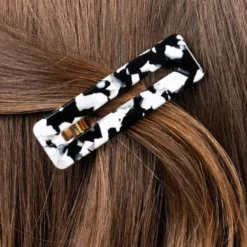 Barrette rectangle - noir et blanc